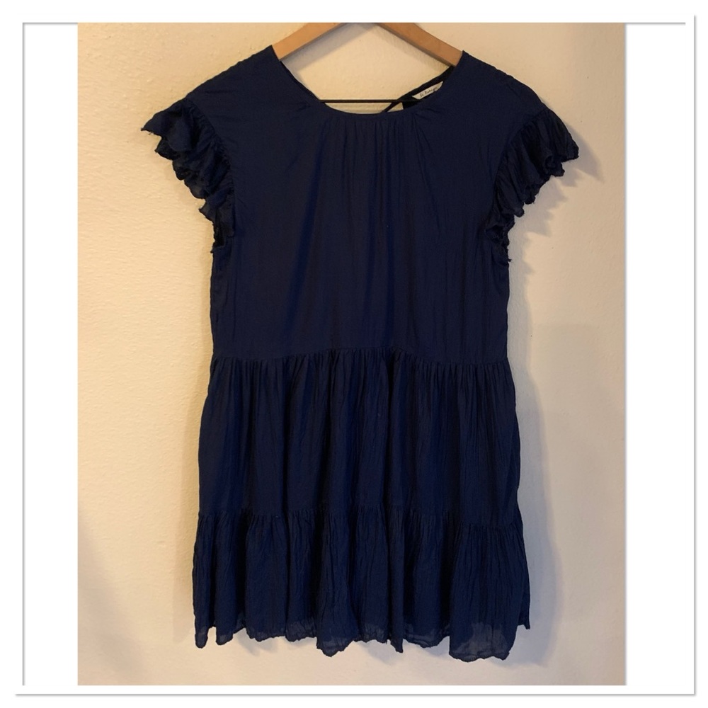 Aritzia Wilfred Sidonie Dress Tiered Babydoll Flutter Sleeve Blue Size XXS - Picture 4 of 9